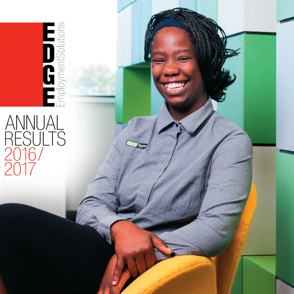 Annual Report cover image of woman laughing while sitting in a chair