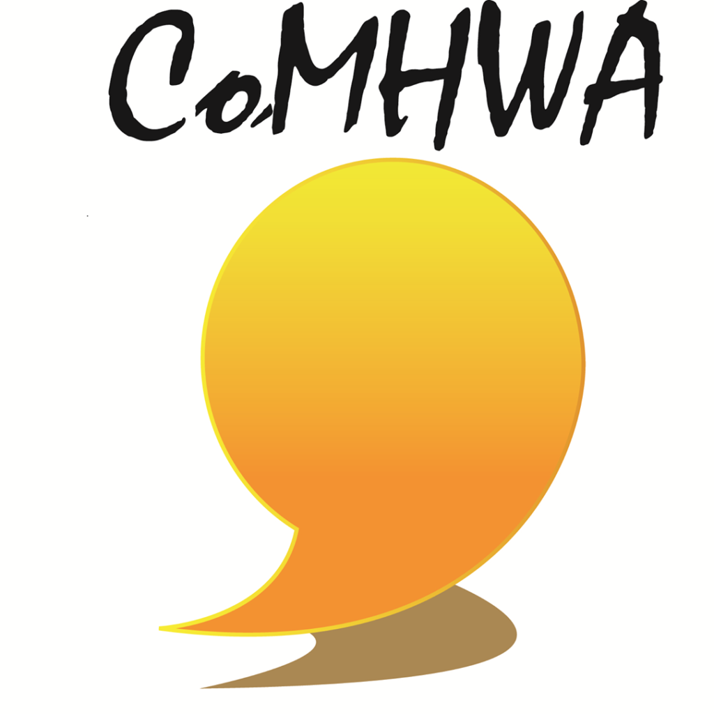 CoMHWA training logo featuring a yellow speech bubble