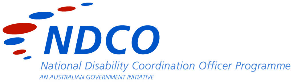 NDCO logo with the text National Disability Coordination Programme, an Australian Government Initiative