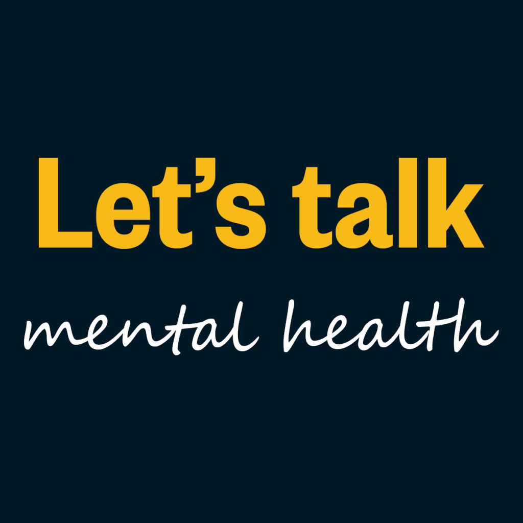 Image featuring the text- let's talk mental health